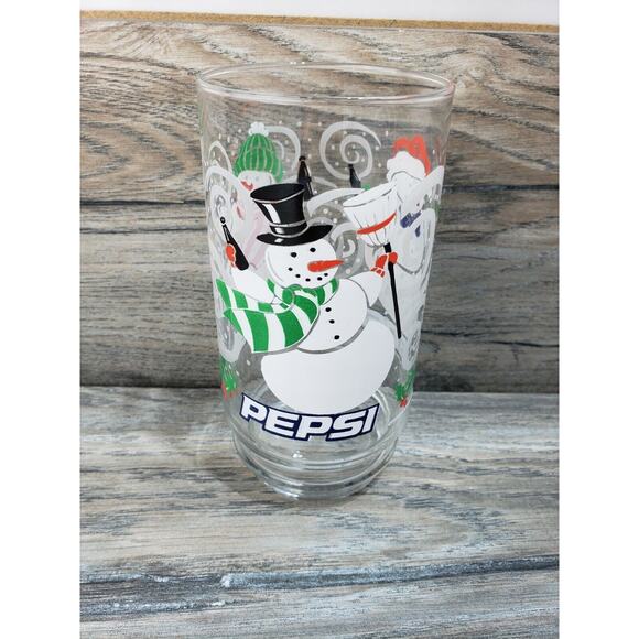 Pepsi Cola Soda Snowman Holiday Drinking Glass Clear - Picture 4 of 7